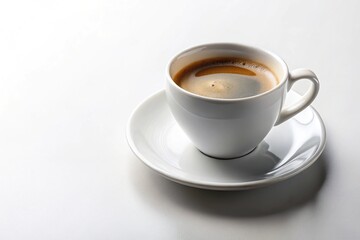 asymmetrical white cup of coffee on white background