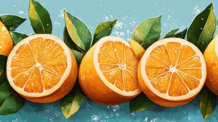 Orange fruit illustrated in a lively digital art style, featuring clean lines and bright, engaging colors.
