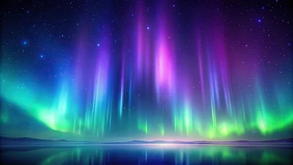 Aurora Borealis lights in night sky with stars