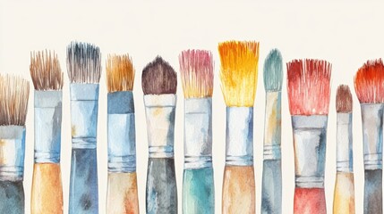 A Stunning Array of Watercolor Paintbrushes Showcasing Artistic Expression and Creativity