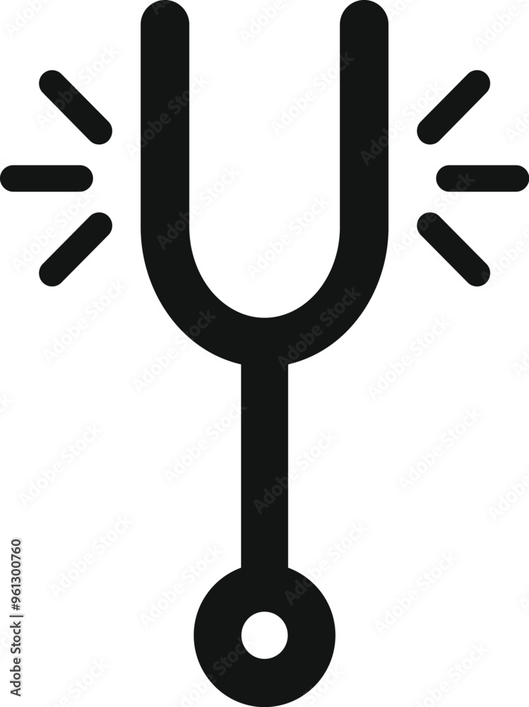 Poster simple vector icon of a tuning fork vibrating and creating sound waves