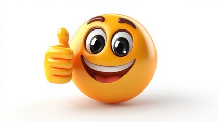 A 3D cartoon emoji giving a thumbs-up with a big smile, showing approval and encouragement, on a white background 