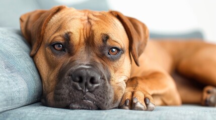 Obraz premium Close-up of a Brown Dog Relaxing on a Couch