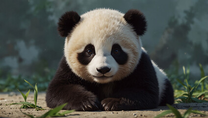 Obraz premium A peaceful moment where a baby panda