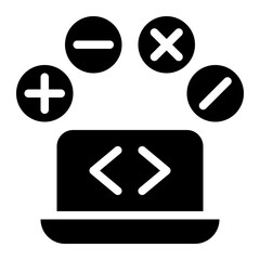 Obraz premium arithmetic operator, arithmetic, operators, programming, coding, computer science solid or glyph icon