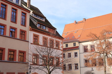 Blick in die Altstadt von Freiberg in Sachsen