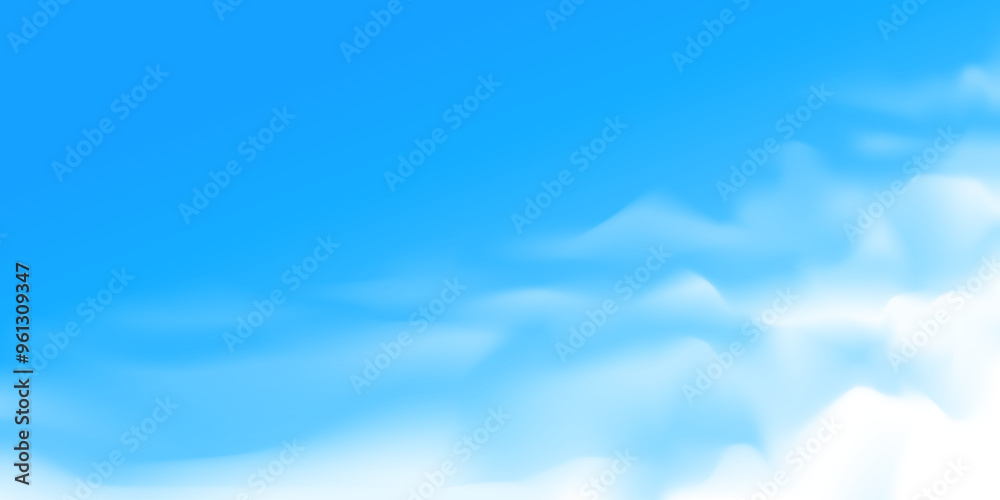 Wall mural blue sky cloud, clear sky with clouds illustration nature landscape panorama background vector