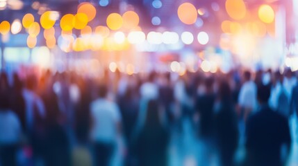 Blurred Lights and Silhouettes in a Crowded Event