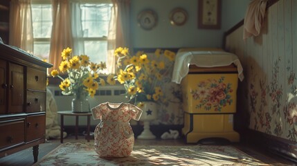 Vintage Floral Nursery Decor with Sunbeams