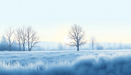 Obraz premium Crisp Frosty Morning - Fresh Vector Landscape Illustration