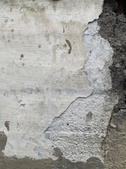 Vintage old concrete wall, grunge peeling paint, rust plaster wall, old vintage white grey background