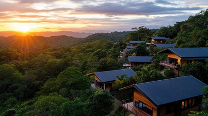 Serene Eco-Resort Embracing Sustainable Tourism Amidst a Verdant Forest Canopy