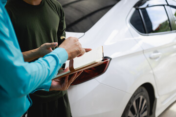 A car accident involves damaged vehicles, often resulting in broken bumpers, dents,  examining the damage and discussing repair options with experts is crucial for safety and legal agreements.