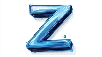 Three-dimensional letter "Z" on a white background, blue.