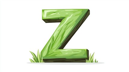 Volumetric letter "Z" isolated on a white background, green.