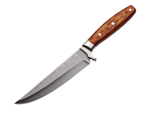 A sharp kitchen knife isolated on transparent and white background