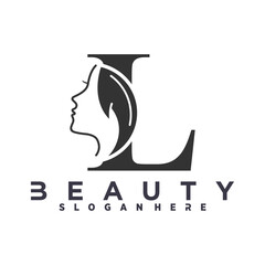 Letter L With Beauty Woman Face Logo template