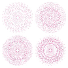 Set of vector guilloche rosettes