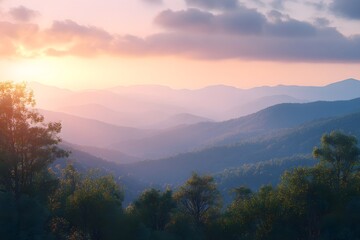 Sunrise Over the Mountain Range