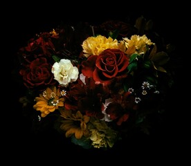 beautiful bouquet of flowers on a black background
