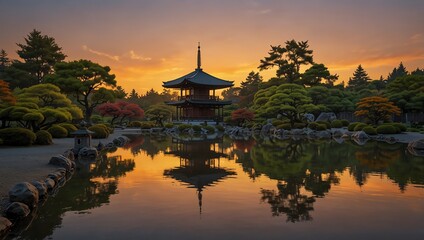 Fototapeta premium sunset over the river