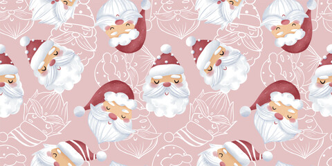 Cute Christmas Santa Claus Seamless Pattern