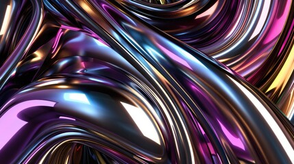 abstract liquid metal and glass in purple gold color as background illustration