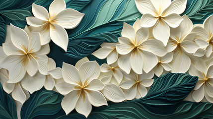astarte.ai: Ivory Florals on Emerald Green Canvas