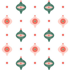 Christmas  pattern with New Year's decorations on a white background