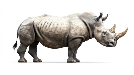 Naklejka premium huge rhino animal isolated on transparent background AI generated