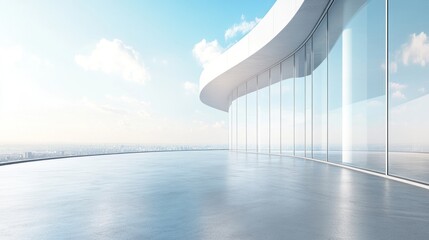 Fototapeta premium 3d render abstract geometric futuristic glass and concrete floor building architecture.