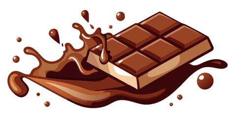 Chocolate bar making a splash in melted chocolate
