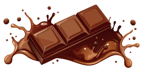 Chocolate bar making a splash in melted chocolate