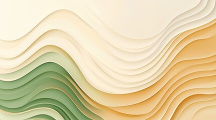 Obraz premium Abstract Wavy Background with Beige Yellow and Green Hues