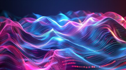 Fototapeta premium Abstract 3D Wavy Surface with Neon Lights