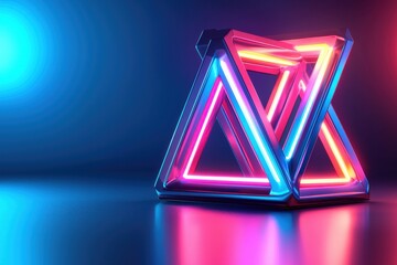 Fototapeta premium Neon triangles in modern, abstract design