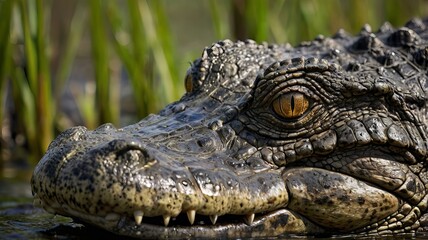 Fototapeta premium angry crocodile macro shot , eyes of crocodile