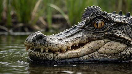 Fototapeta premium angry crocodile macro shot , eyes of crocodile