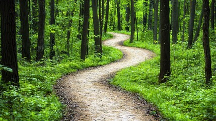 Fototapeta premium Winding Path Through Lush Green Forest