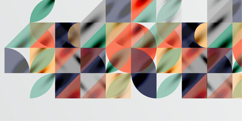 Triangles, round triangles and circles techno art. Vector Illustration For Wallpaper, Banner, Background, Card, Book Illustration, landing page