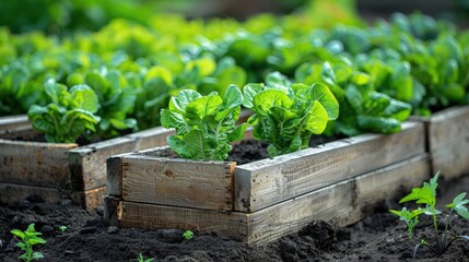 A detailed view of a community garden project promoting healthy eating, with a clean background and ample copy space for gardening tips