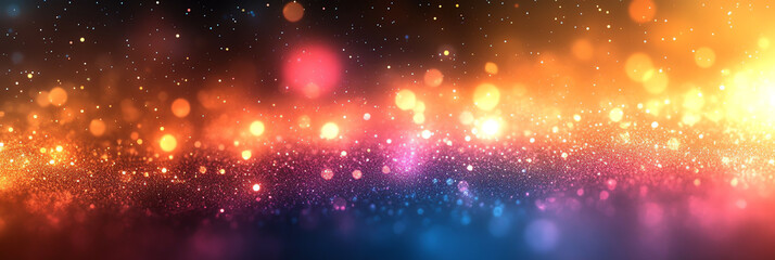 Obraz premium A vibrant abstract background with colorful bokeh lights shimmering in various hues, perfect for creating a festive atmosphere.