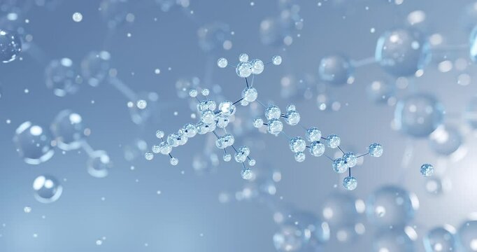 Lumacaftor, rotating 3D model of vx-809, seamless looped video, molecular structure with selective focus