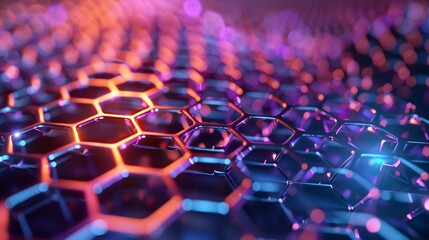 Fototapeta premium Abstract Hexagon Pattern in Neon Lights