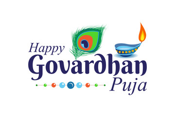 Vector illustration of Happy Govardhan Puja social media feed template