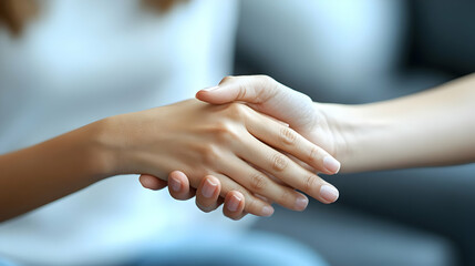 Two hands shaking in a gesture of agreement or friendship.