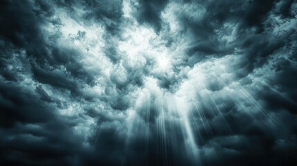 Fototapeta premium Dramatic Dark Clouds with Sun Rays