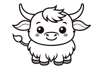 Black and white Funny cow line art vector illustration