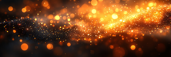 Obraz premium Dynamic and vibrant bokeh effect with shimmering lights and glowing particles, perfect for backgrounds and creative projects.