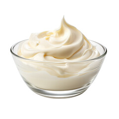 Bowl with mayonnaise isolated on transparent and white background